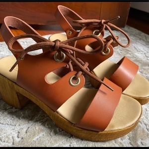 Topshop faux wooden clog sandals
